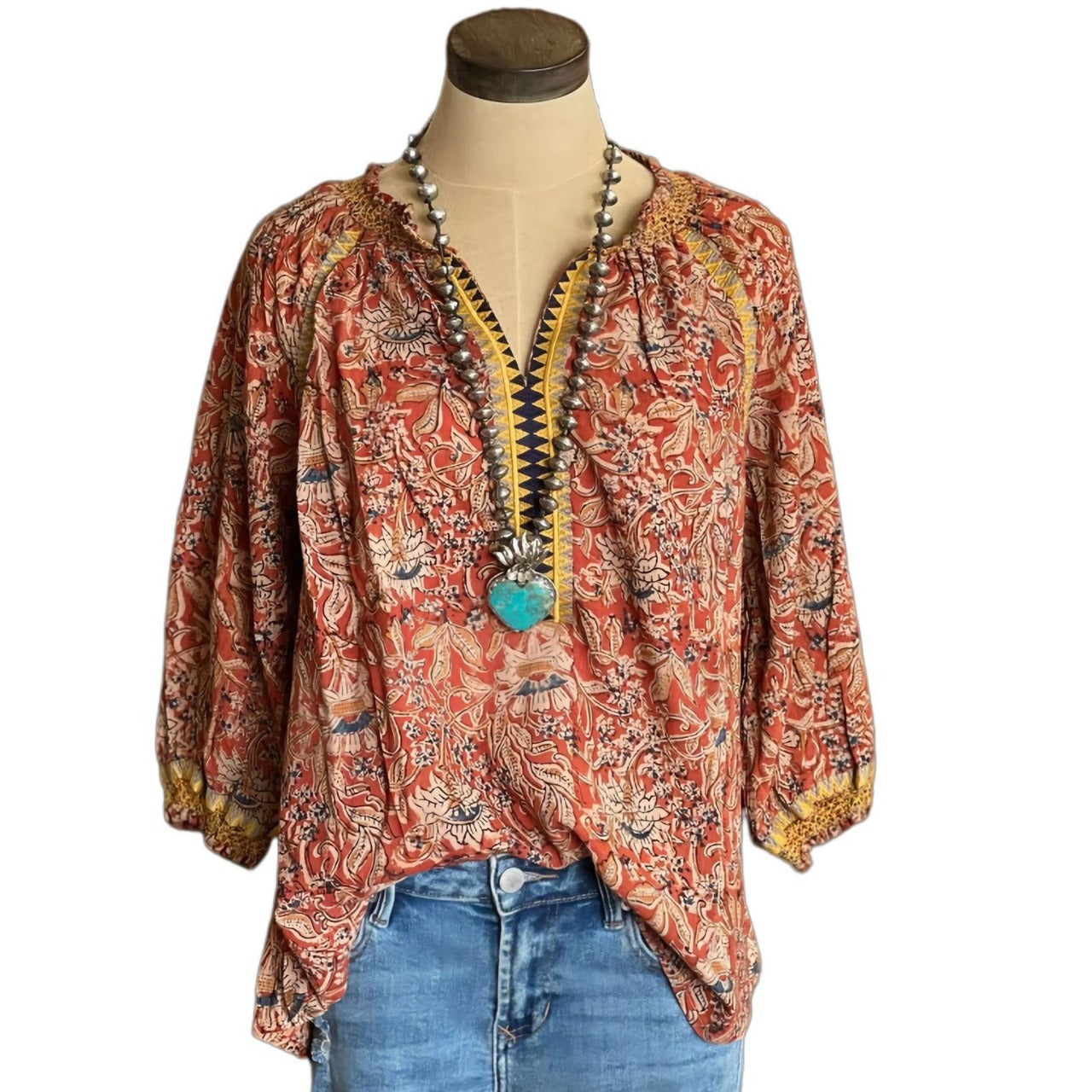 S.W. Women's Bohemian Print Flare Sleeve Shirt