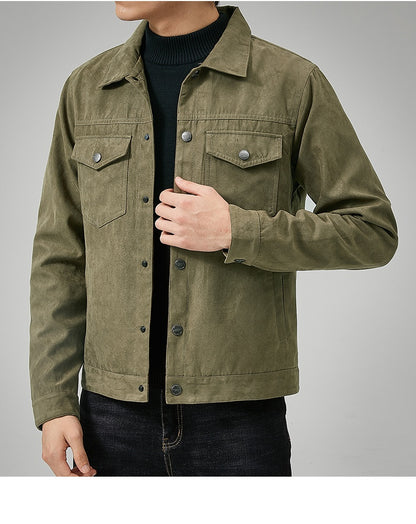 S.M. Men's Casual Suede Brushed Fabric  British Style Jacket