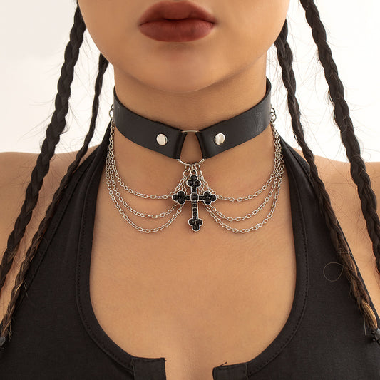 Jewelry PU Alloy Necklace Cross