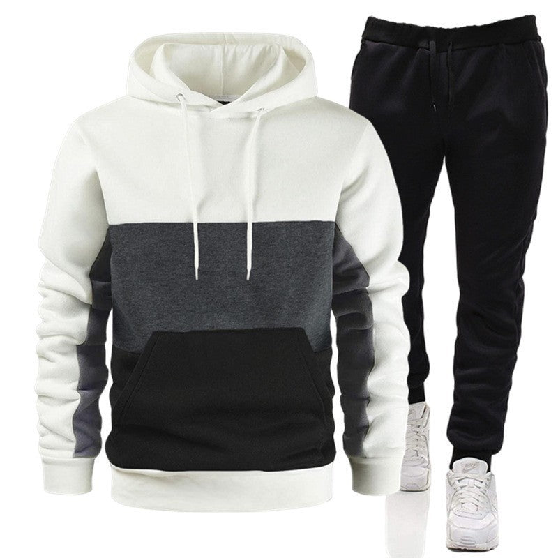 S.M.  Men's 3 Color Block Hoodie Sportswear Suit