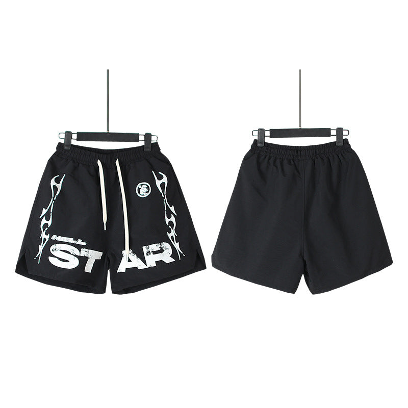 S.M. American HELLSTAR letter-printed shorts