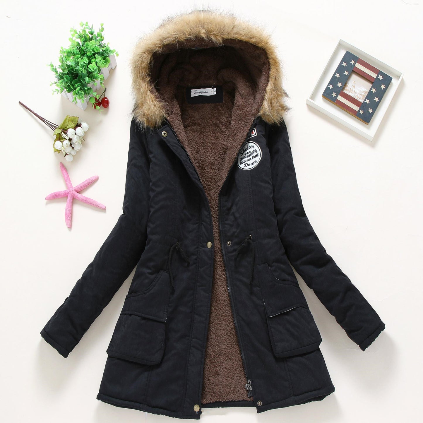 S.W. Hooded Winter Jacket Women's Fashion