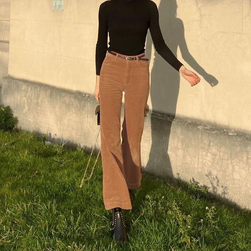 S.W. Corduroy high waist slim casual pants