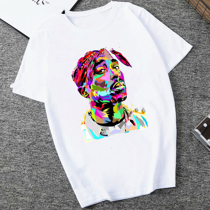 S.M. Hip-hop Fashion Print Men's And Women's Trendy T-shirt S.W.