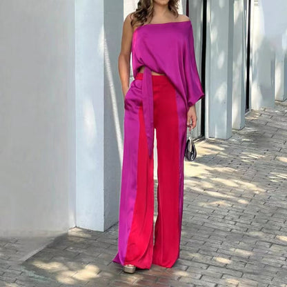 S.W.    Solid Color Top Pants Suit