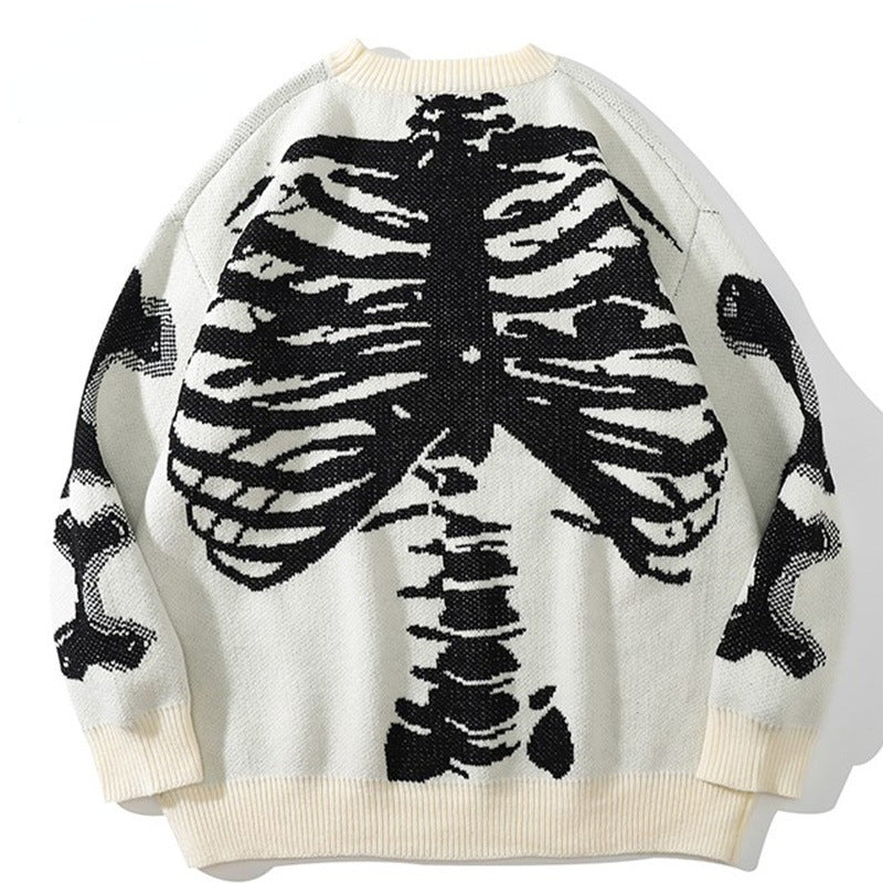 Skull Round Neck Long Sleeve Men And Women Fashion Sweater