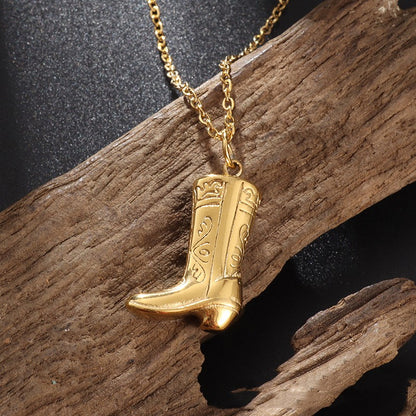 Women's Fashion Classic Denim Boots Pendant Necklace