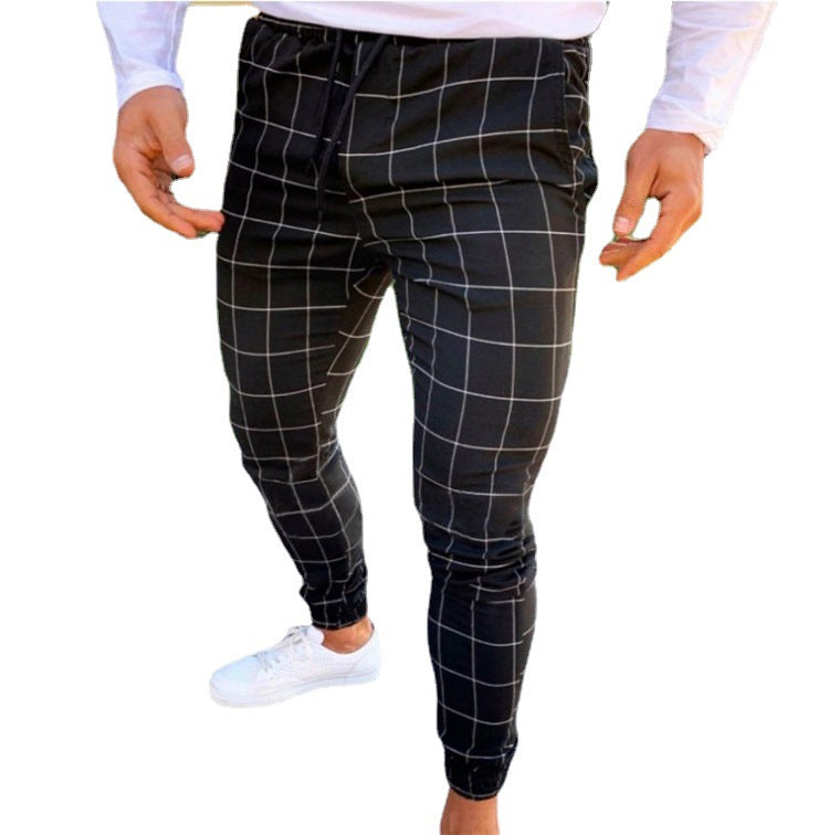 F.J.C.  S.M.  Plaid Print Men's Casual Stretch Pants