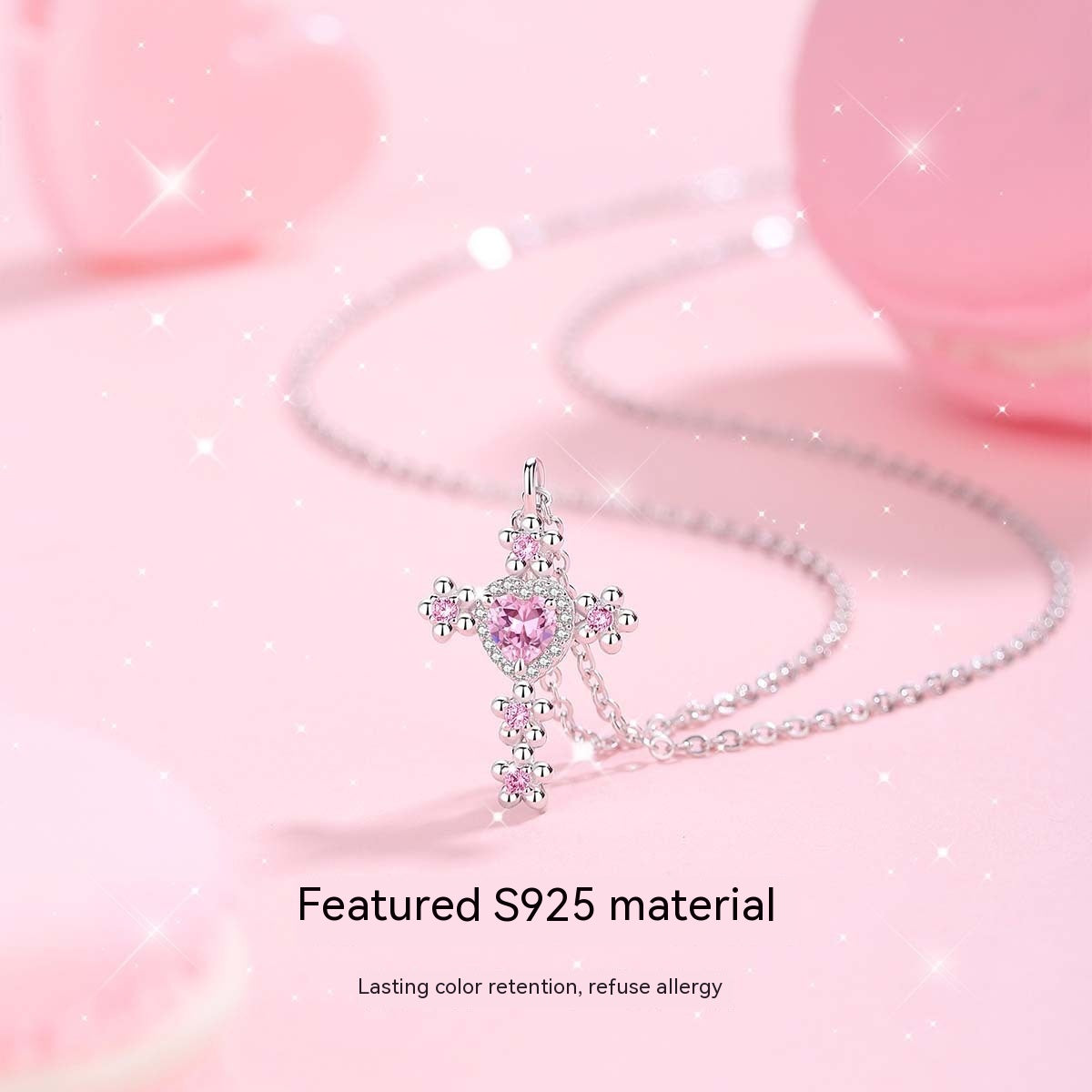 Sterling Silver Women's Fashion Design Cross Necklace