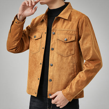 S.M. Men's Casual Suede Brushed Fabric  British Style Jacket