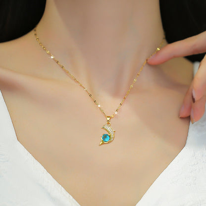 Simple Elegant Zircon Dolphin Blue Clavicle Chain