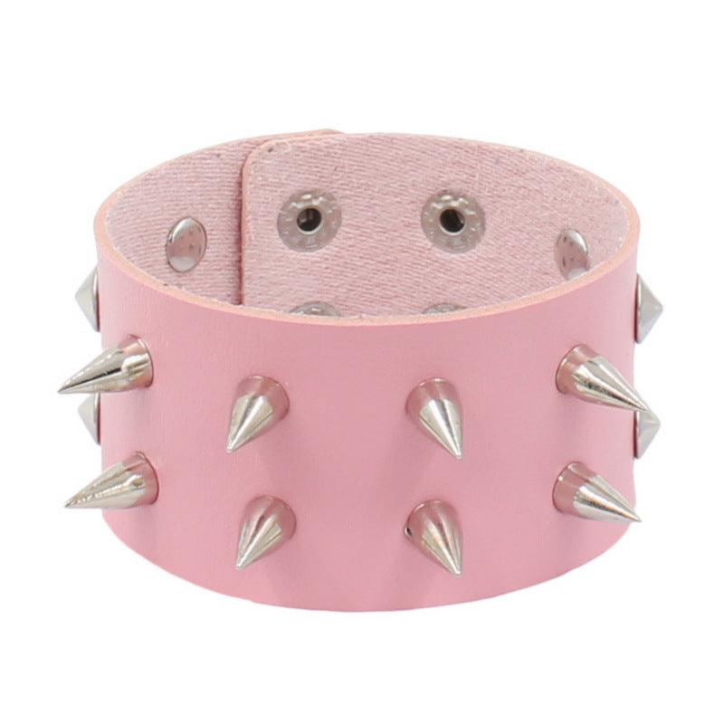 Fashion Leather Rivet Snap Bracelet