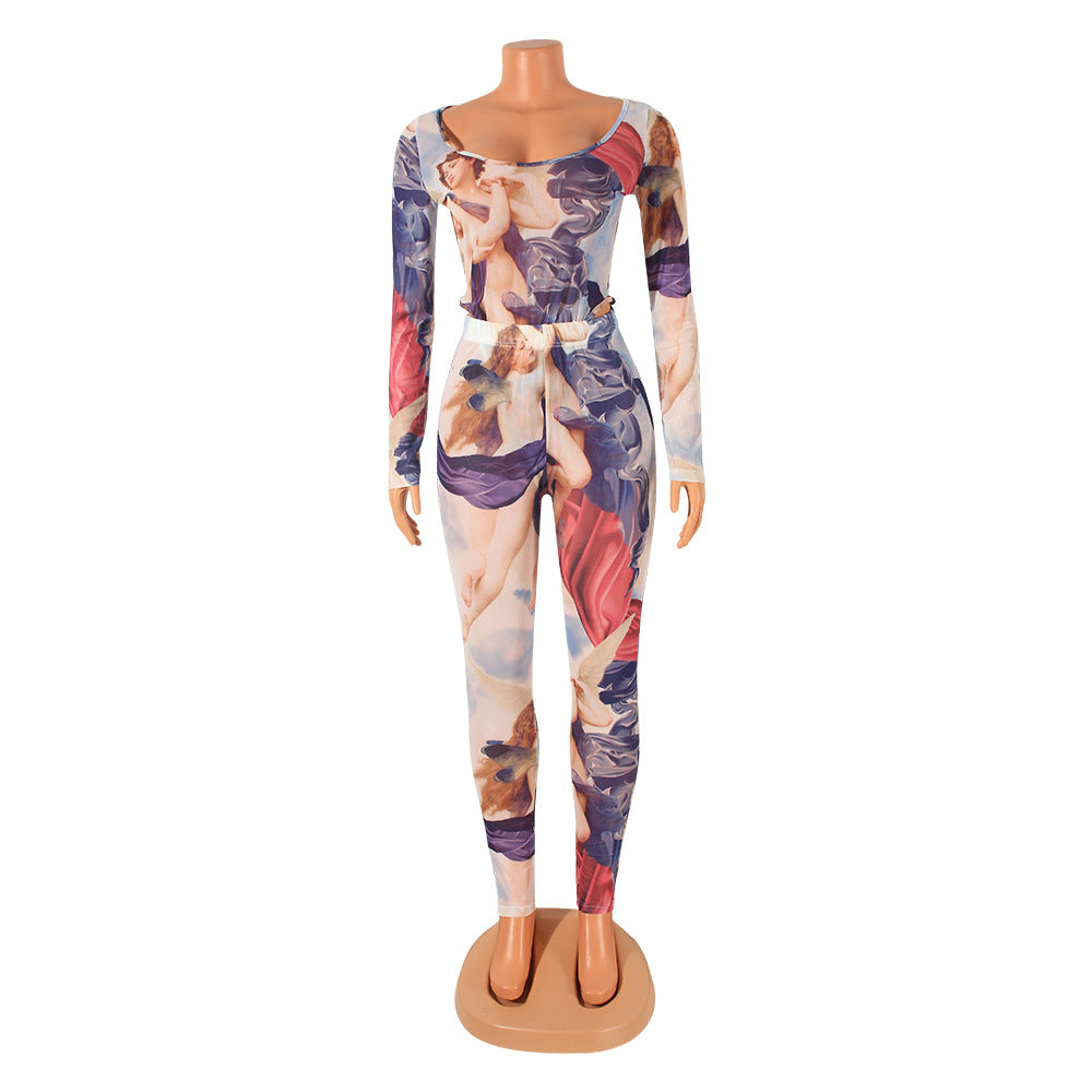 S.W. Long Sleeve Printed Two-piece Suit