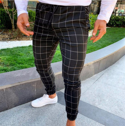 F.J.C.  S.M.  Plaid Print Men's Casual Stretch Pants