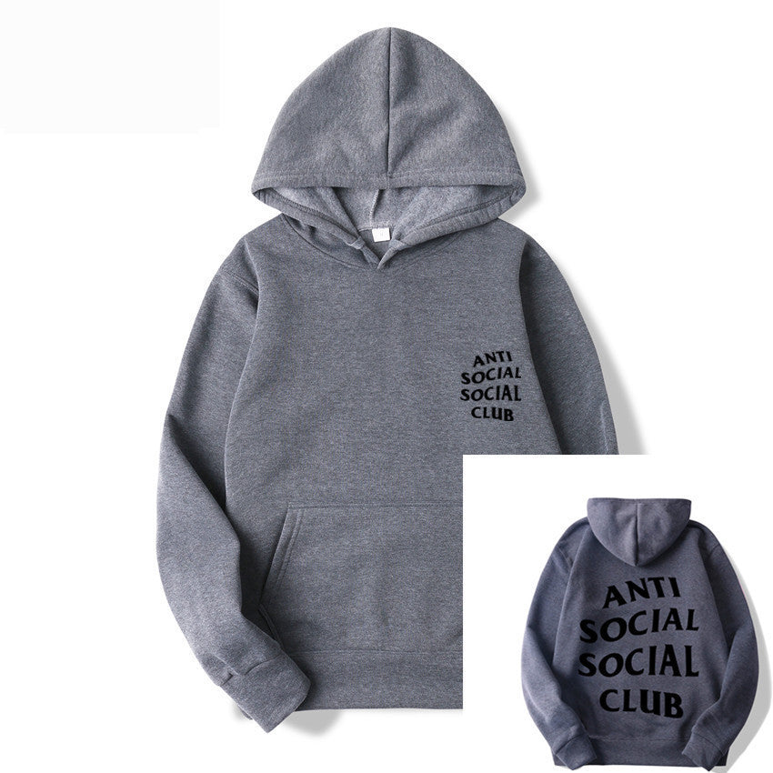 S.M.  Anti-Social Club Men's Hooded Letter Printing Casual Sweatshirt