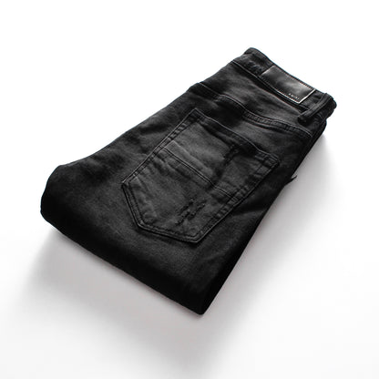 S.M. AMIRI BRAND Black Patch Jeans Slim Fit