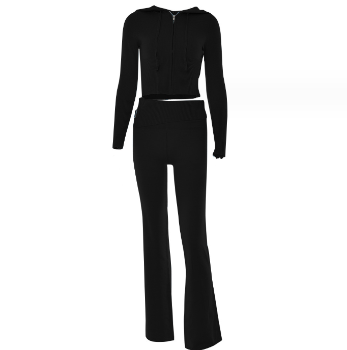 S.W.  Women's Hoodie and pants 2pc. High Waist Long Pants Set