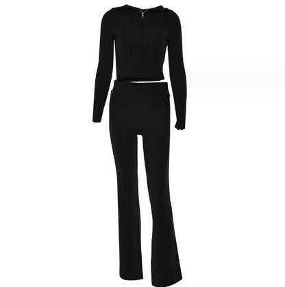 S.W.  Women's Hoodie and pants 2pc. High Waist Long Pants Set