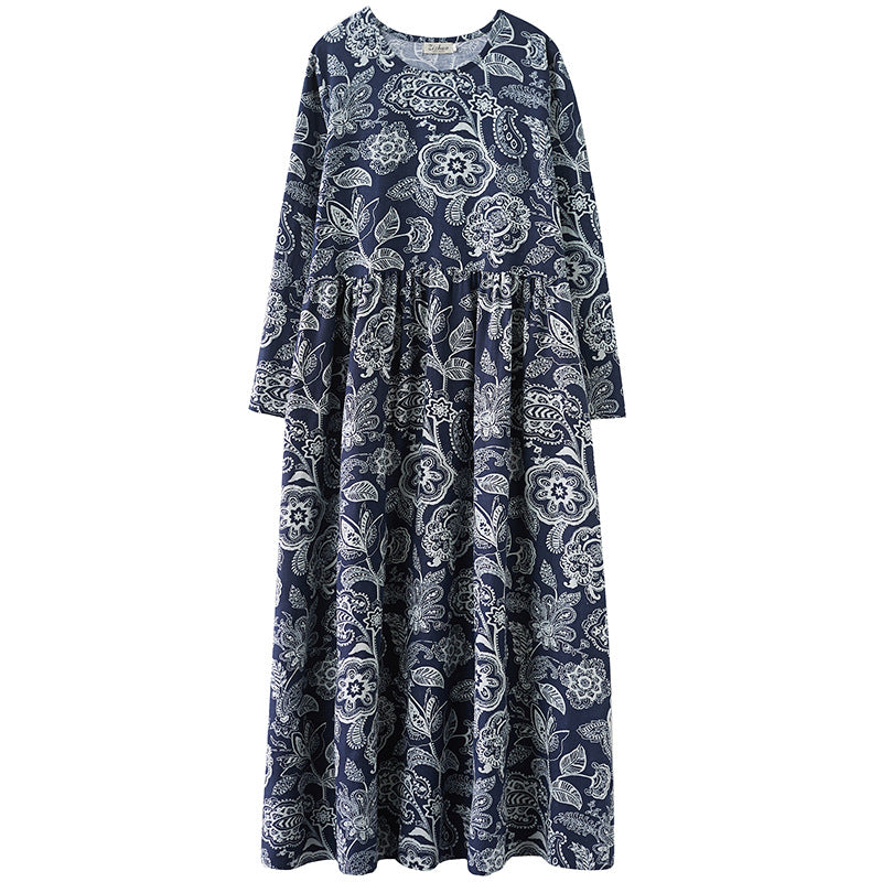 Plus Size Oversized Print Long-sleeve Dress Women