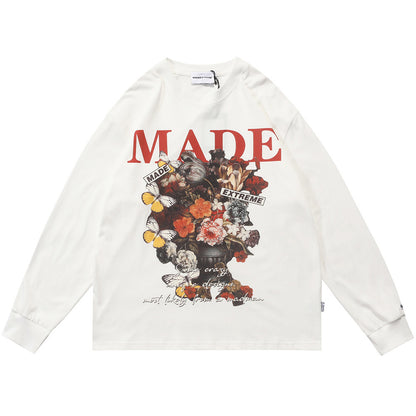 Letter print "MADE"  Street Loose FITTING Crew Neck T-Shirt S.M.