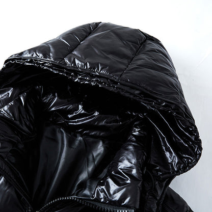 S.M.  Black Glossy Cotton Down Coat