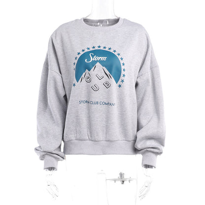 S.W. "Storm Club"  Graphic Print Crew Neck women's Sweatshirt