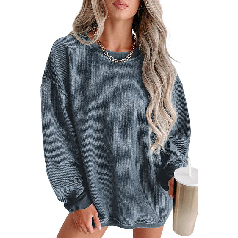 S.W. Casual Style Solid Color Pullover Women Thread Knitted Long Sleeve Sweater