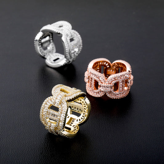 Electroplated Zircon Hip-hop Men's Ring