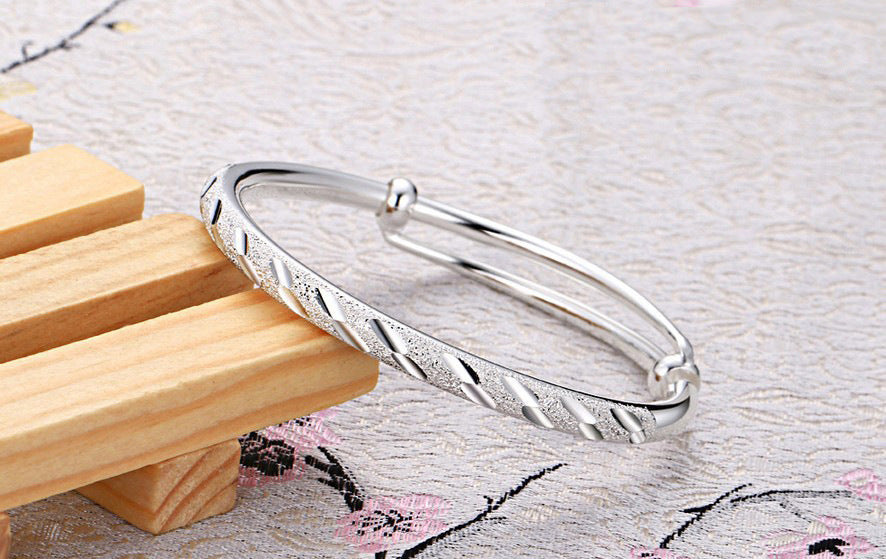 Round Tube Push-pull Meteor Shower Silver White Copper Bracelet