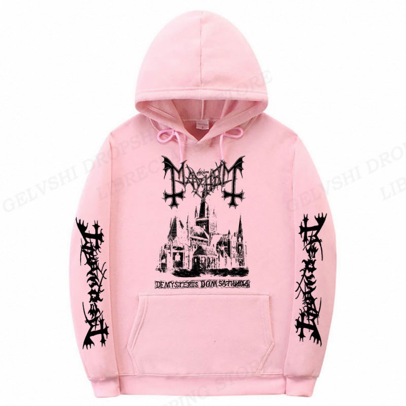 S.M. Men's Solid Color Printed Fashion Hoodie