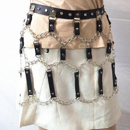 Rhinestone Inlaid Punk Belt Hip-hop Jewelry Waist Chain