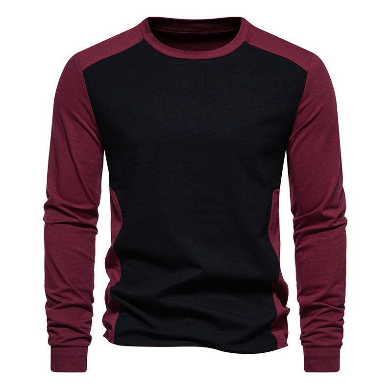 S.M. 2 Tone Round Neck Sleeve Men's Long Sleeve T-shirt