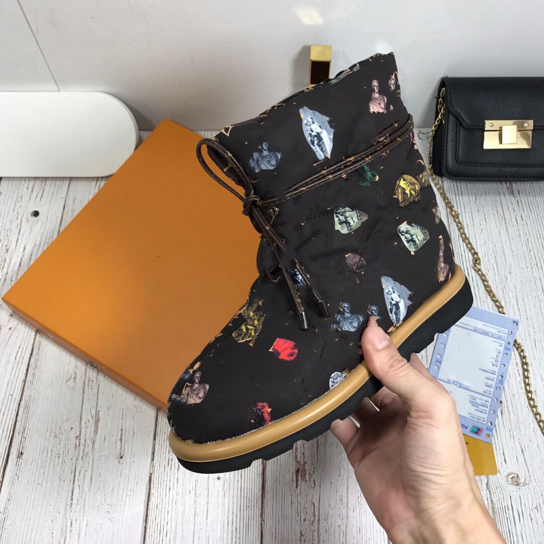 Printed Solid Color Down Cotton Warm Boots