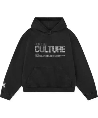 S.M. "CULTURE". Retro Letter Rhinestone Street Hoodie