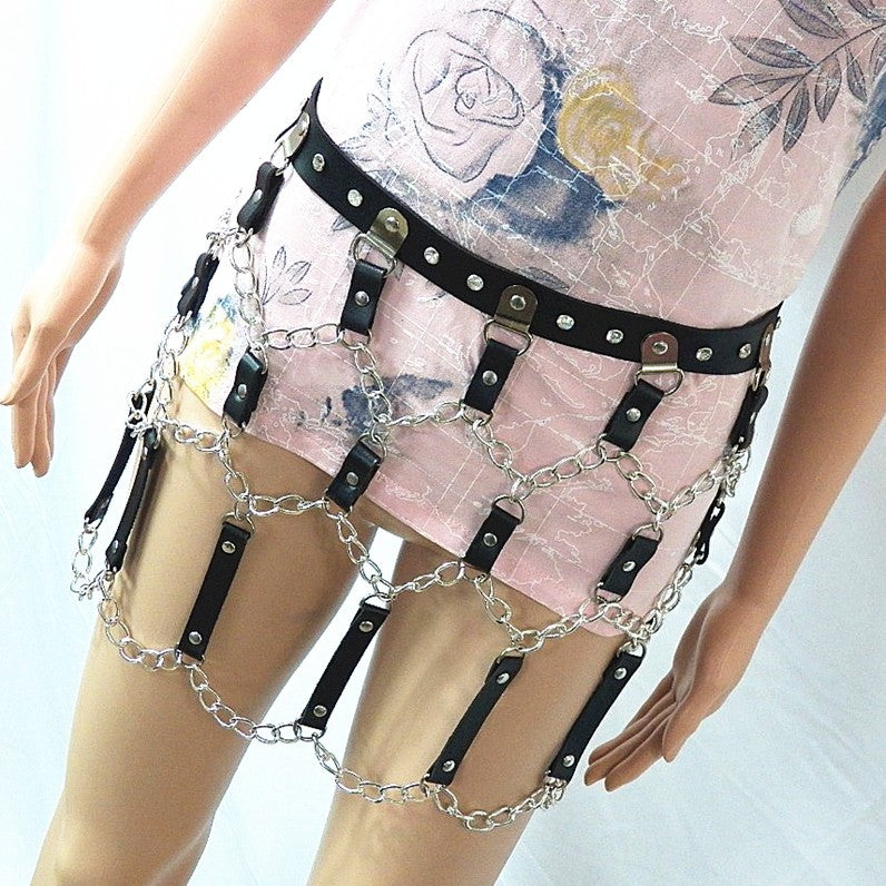 Rhinestone Inlaid Punk Belt Hip-hop Jewelry Waist Chain