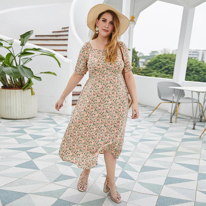 Plus Size Women Floral Dress