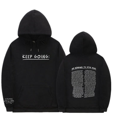 S.M Letter Printing Long-sleeved Drawstring Hooded Sweatshirt S.W.