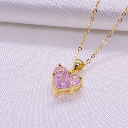 Fashion S925 Sterling Silver Heart-shaped Zircon Pendant Necklace