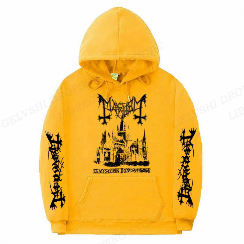 S.M. Men's Solid Color Printed Fashion Hoodie