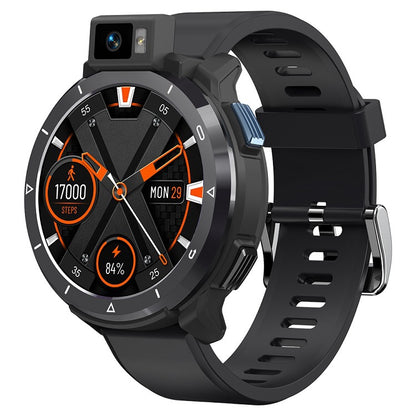 a smart watch with an orange and black face
