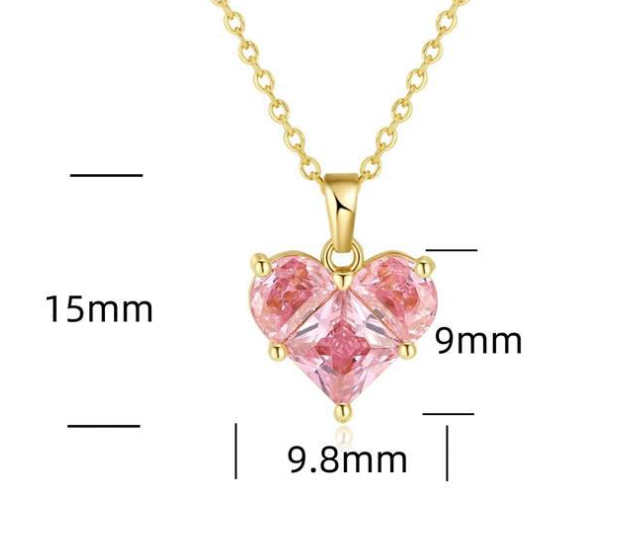 Fashion S925 Sterling Silver Heart-shaped Zircon Pendant Necklace