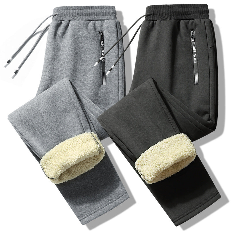 S.M.  Lamb Fleece Trousers Men's And Women's Loose Plus Fleece Warm Sweatpants