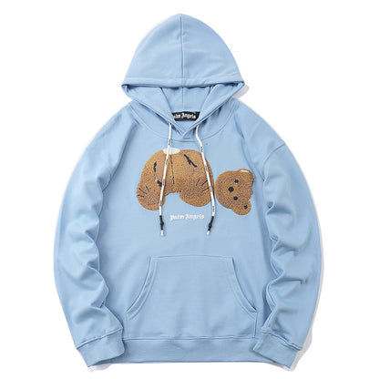 S.M.  High Street Fashion Brand Cartoon Bear Men's  Pocket Hoodie