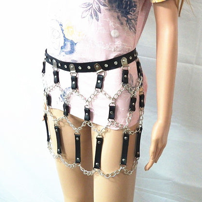 Rhinestone Inlaid Punk Belt Hip-hop Jewelry Waist Chain