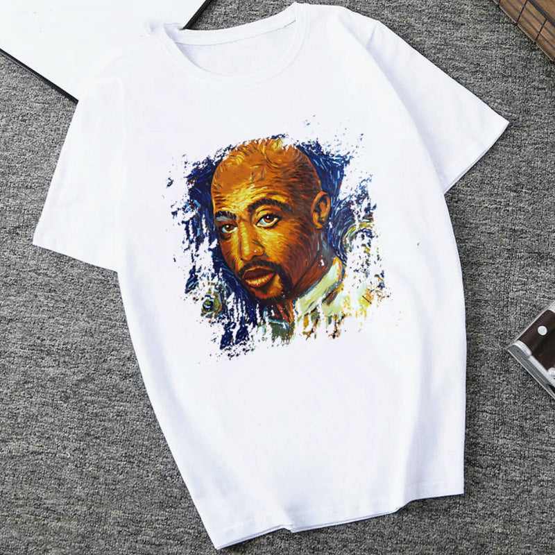 S.M. Hip-hop Fashion Print Men's And Women's Trendy T-shirt S.W.