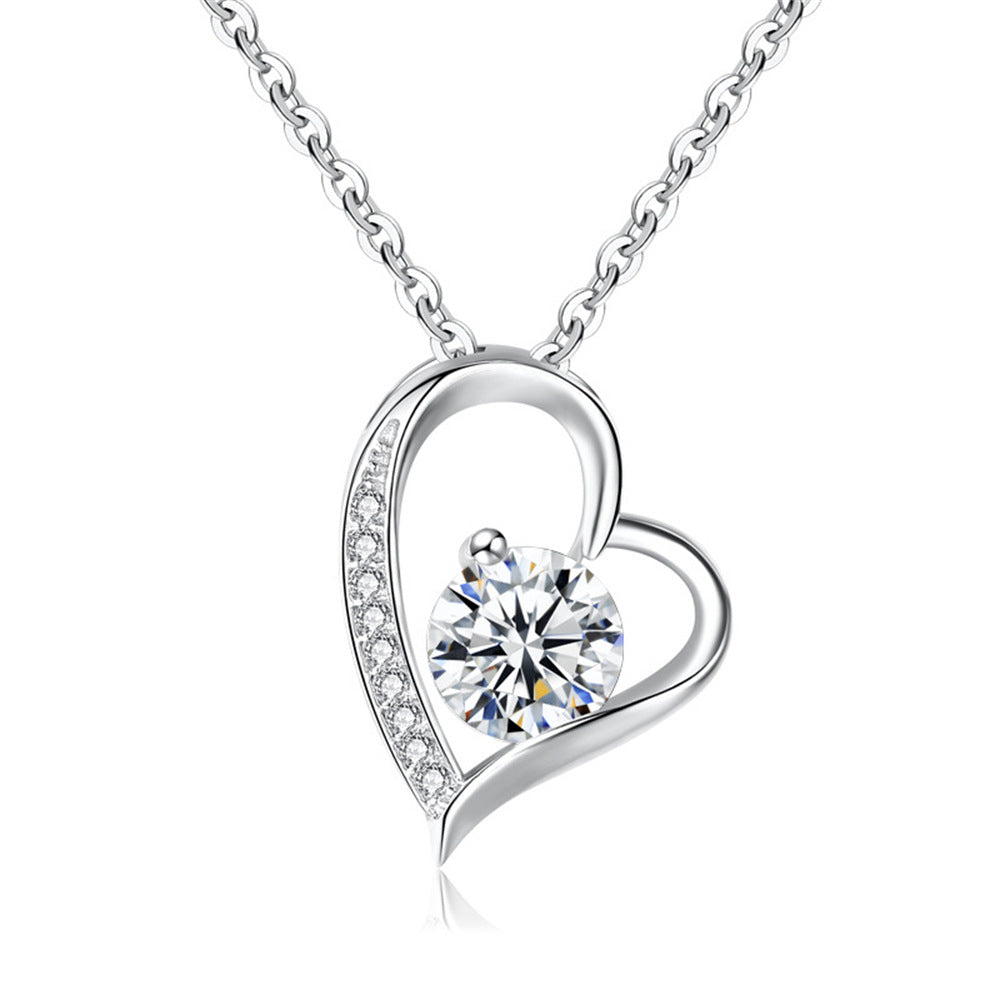 Hollow Heart Necklace Zircon Light Luxury