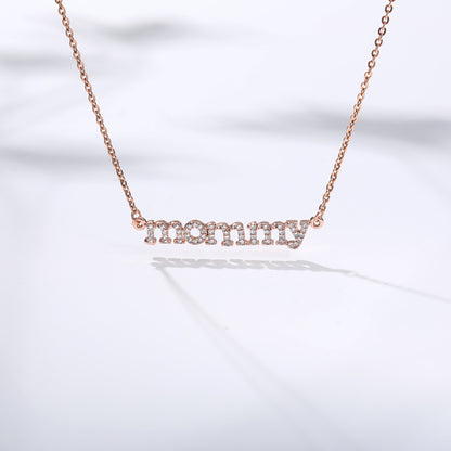 Mommy Mother Necklace Pendant Clavicle Chain English Letter 18K Real Gold Plating