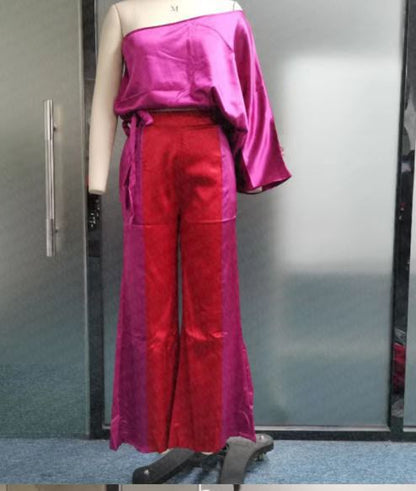 S.W.    Solid Color Top Pants Suit