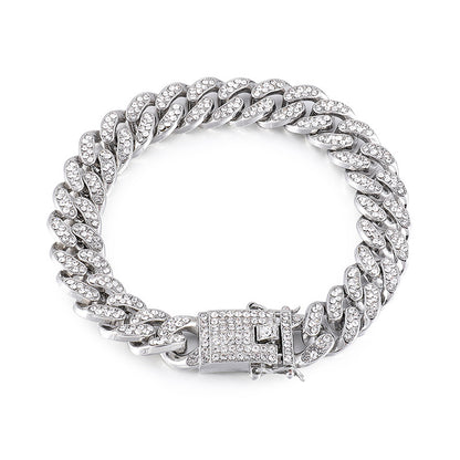 Individuality Full Diamond-studded Cuban Chain Hip-hop Street Rap Titanium Steel Bracelet