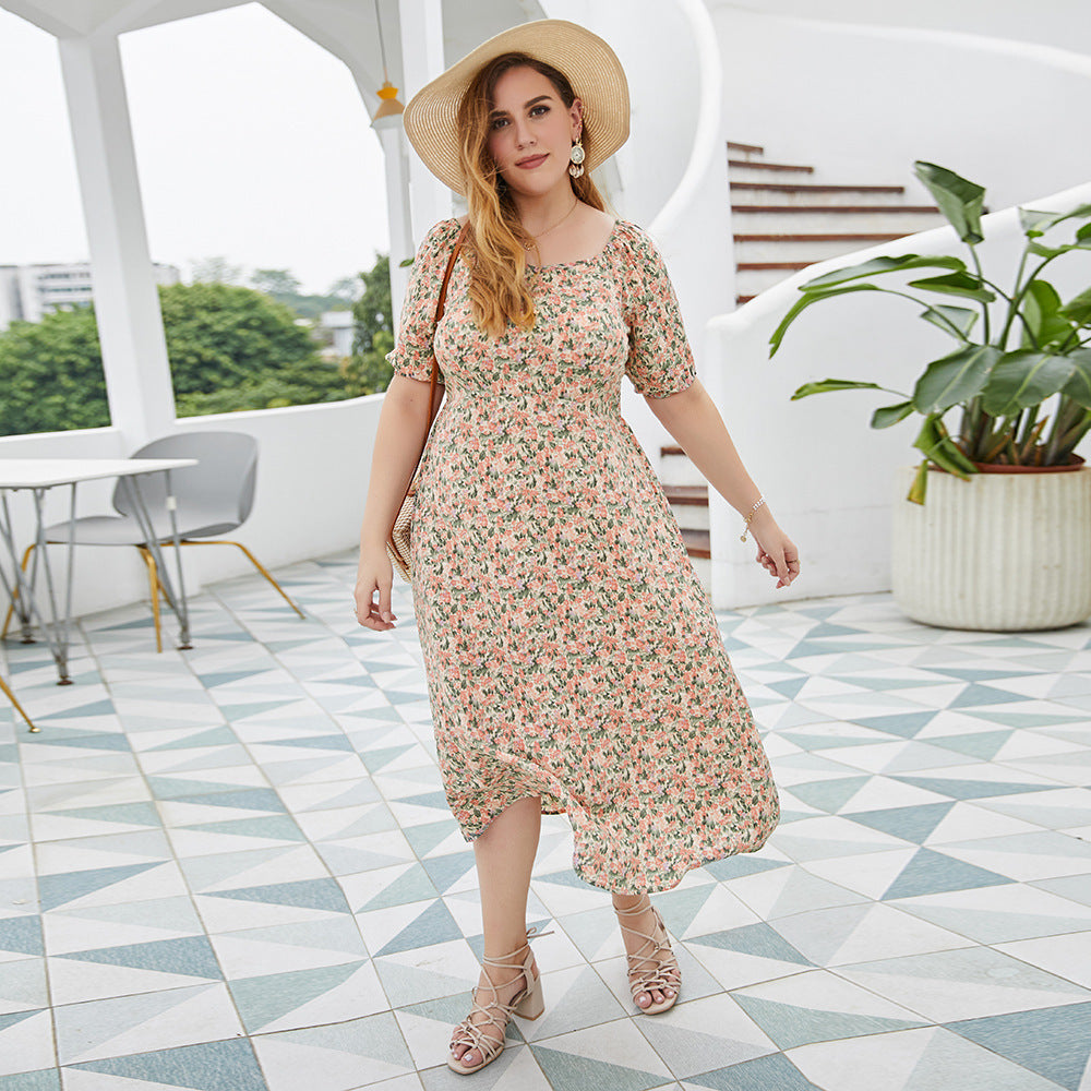 Plus Size Women Floral Dress